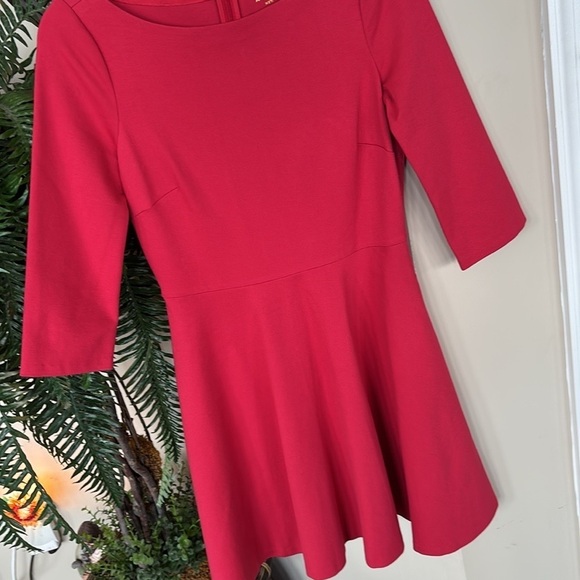 NWOT Kate Spade Red Mini Dress 3/4 Sleeves A-Line Minimalist Simple Elegant - Picture 7 of 15